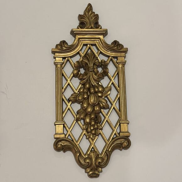 VTG Dart Homco Wall Plaques '71 Gold Lattice Hollywood Regency Plastic Decor USA - Picture 3 of 16